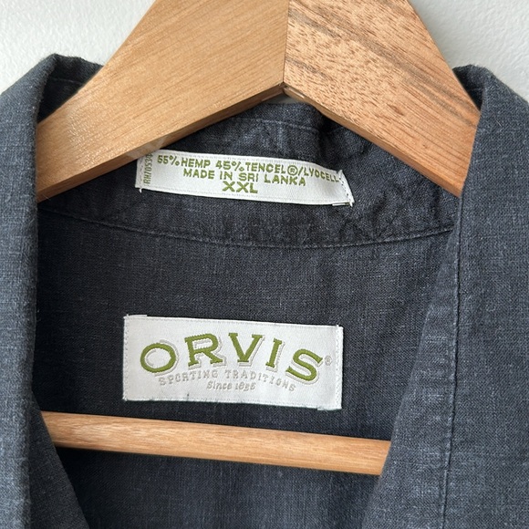 Men’s Orvis Dark Gray Lightweight Hemp Tencel shortsleeved button down XXL - Picture 2 of 5